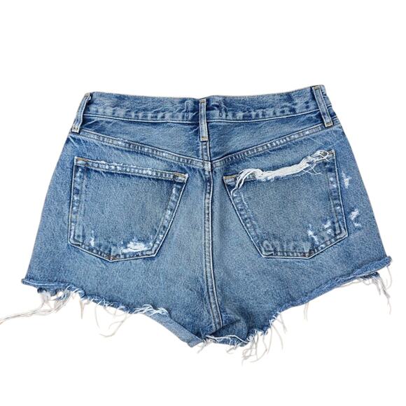 AGOLDE Parker Cut Off Distressed Shorts Clutch Size 26 Blue Button Fly Vintage - Picture 2 of 5